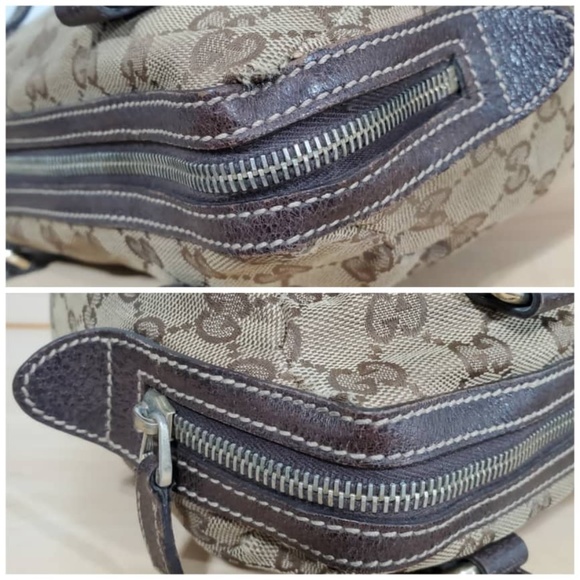 Authentic GUCCI Beige/Brown GG Canvas Charmy Boston Bag - Picture 8 of 11